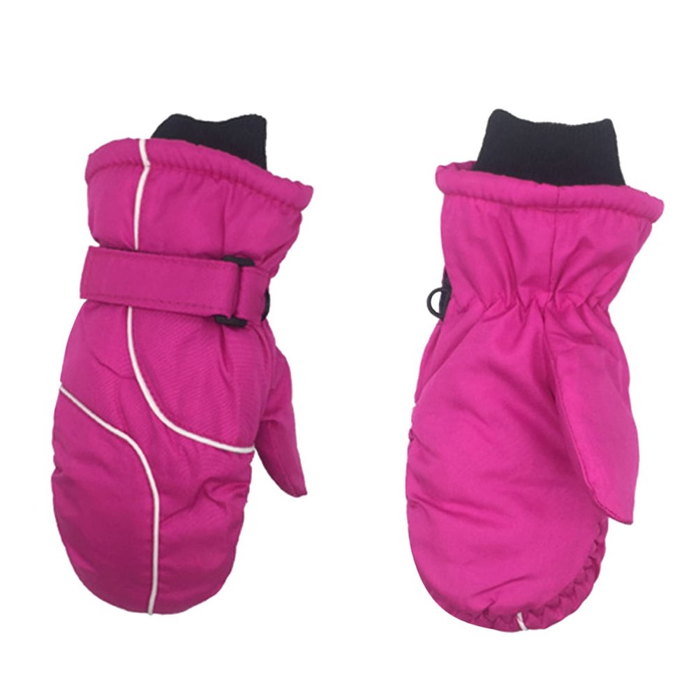 Thermal Kids Girls Boys Waterproof Skiing Gloves Children Winter Snowboarding Gloves Windproof Mittens 4~8 Years (Hot Pink, One Size)