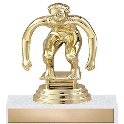 Crown Awards 5.25" Swim Startline Female Trophy On White Marble Base, Swim Startline Female Award with Custom Engraving 10 Pack Prime