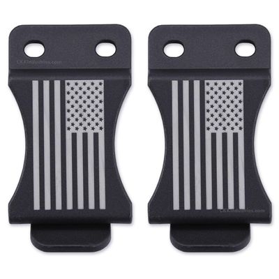 HolsterSmith KYDEX Belt Clip for Holsters & Sheaths (FOMI Design - w/USA Flag Engraving) - (Fits 1.50in Belts) - (Inside-The-Waistband/IWB) - (USA Made) - (2 Pack)