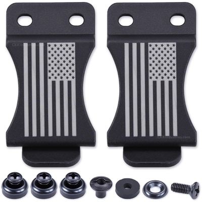 HolsterSmith KYDEX Belt Clip for Holsters & Sheaths (FOMI Design - w/USA Flag Engraving) - (Fits 1.50in Belts) - (Inside-The-Waistband/IWB) - (USA Made) - (w/Mounting Hardware) - (2 Pack)
