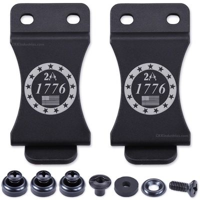 KYDEX Belt Clip for Holsters & Sheaths (w/2nd Amendment - 1776 Engraving) - (Fits 1.75in Belts) - (Inside-The-Waistband/IWB) - (USA Made) - (w/Mounting Hardware) - (2 Pack)