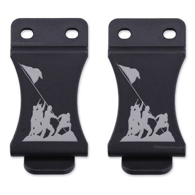 KYDEX Belt Clip for Holsters & Sheaths (w/Iwo Jima Engraving) - (Fits 1.75in Belts) - (Inside-The-Waistband/IWB) - (USA Made) - (2 Pack)