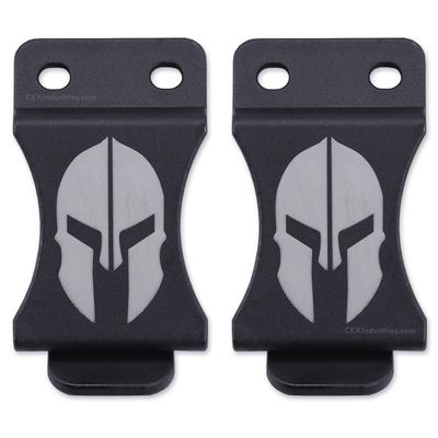 KYDEX Belt Clip for Holsters & Sheaths - (w/Spartan Helmet Engraving) - (Fits 1.50in Belts) - (Inside-The-Waistband/IWB) - (USA Made) - (2 Pack)