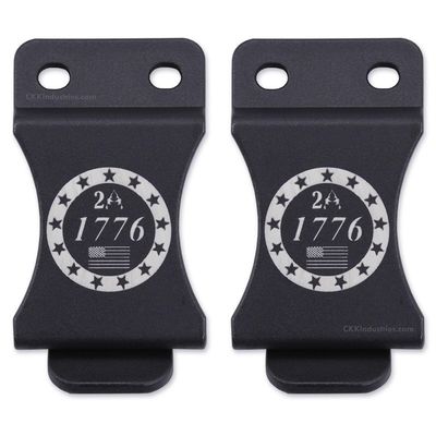 KYDEX Belt Clip for Holsters & Sheaths (w/2nd Amendment - 1776 Engraving) - (Fits 1.50in Belts) - (Inside-The-Waistband/IWB) - (USA Made) - (2 Pack)