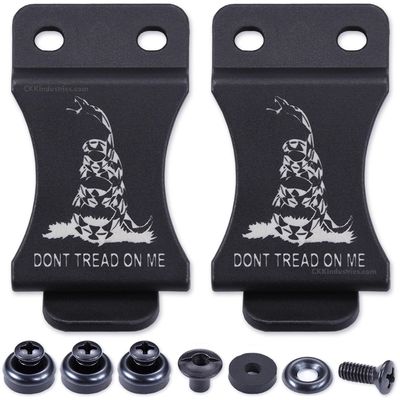 KYDEX Belt Clip for Holsters & Sheaths (w/Don't Tread On Me Engraving) - (Fits 1.50in Belts) - (Inside-The-Waistband/IWB) - (USA Made) - (w/Mounting Hardware) - (2 Pack)
