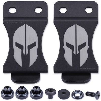 KYDEX Belt Clip for Holsters & Sheaths - (w/Spartan Helmet Engraving) - (Fits 1.50in Belts) - (Inside-The-Waistband/IWB) - (USA Made) - (w/Mounting Hardware) - (2 Pack)