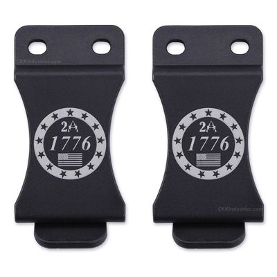 KYDEX Belt Clip for Holsters & Sheaths - (w/2nd Amendment - 1776 Engraving) - (Fits 1.75in Belts) - (Inside-The-Waistband/IWB) - (USA Made) - (2 Pack)