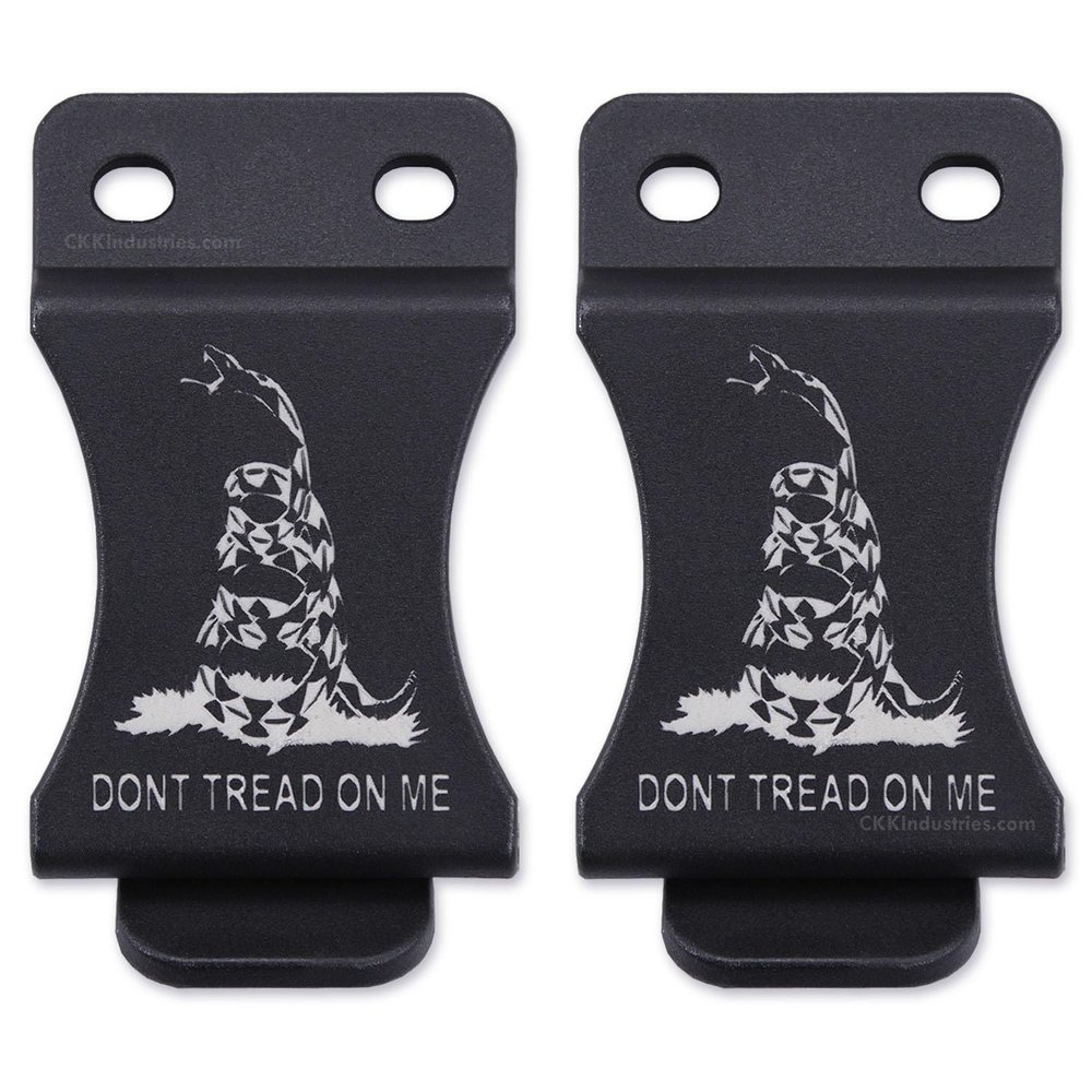 KYDEX Belt Clip for Holsters & Sheaths  (w/Don't Tread On Me Engraving) - (Fits 1.50in Belts) - (Inside-The-Waistband / IWB) - (USA Made) - (2 Pack)
