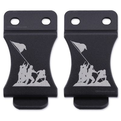 KYDEX Belt Clip for Holsters & Sheaths (w/Iwo Jima Engraving) - (Fits 1.50in Belts) - (Inside-The-Waistband/IWB) - (USA Made) - (2 Pack)