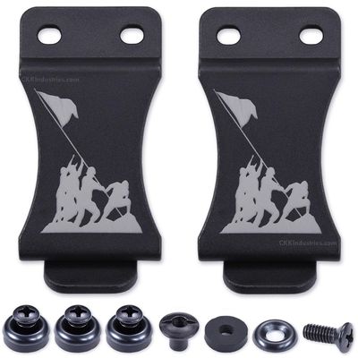 KYDEX Belt Clip for Holsters & Sheaths (w/Iwo Jima Engraving) - (Fits 1.75in Belts) - (Inside-The-Waistband/IWB) - (USA Made) - (w/Mounting Hardware) - (2 Pack)