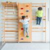 Avenlur Walnut 9-in-1 Swedish Ladder Wall Gym Set - 94.5 Inches - Trapeze Swing, Rope Ladder, Rock Wall, Rope Wall, Rock Ramp Climber, Slide, Pull-up Bar, Ladder and Swing view 1