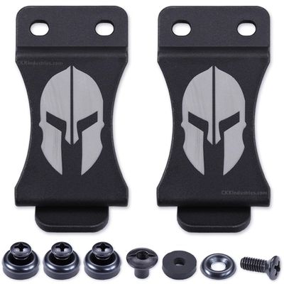 KYDEX Belt Clip for Holsters & Sheaths - (w/Spartan Helmet Engraving) - (Fits 1.75in Belts) - (Inside-The-Waistband/IWB) - (USA Made) - (w/Mounting Hardware) - (2 Pack)