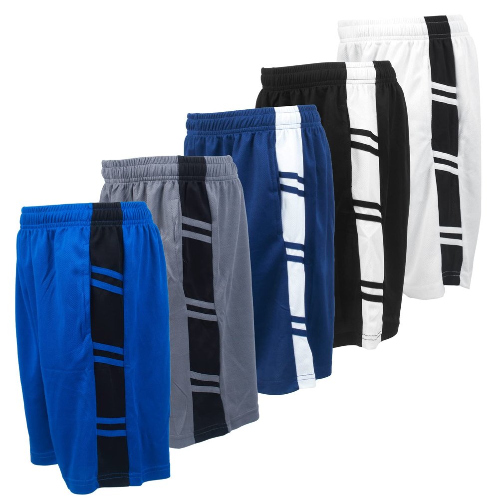 BROOKLYN VERTICAL Boys 5-Pack Athletic Mesh Basketball Shorts with Pockets| Sizes 2T to 14/16 (as1, Numeric, Numeric_10, Regular, Combo C)