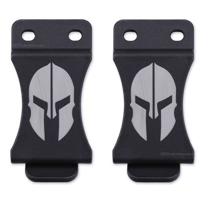 KYDEX Belt Clip for Holsters & Sheaths - (w/Spartan Helmet Engraving) - (Fits 1.75in Belts) - (Inside-The-Waistband/IWB) - (USA Made) - (2 Pack)