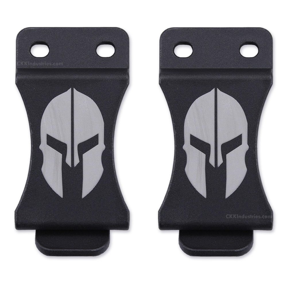 KYDEX Belt Clip for Holsters & Sheaths - (w/Spartan Helmet Engraving) - (Fits 1.75in Belts) - (Inside-The-Waistband/IWB) - (USA Made) - (2 Pack)