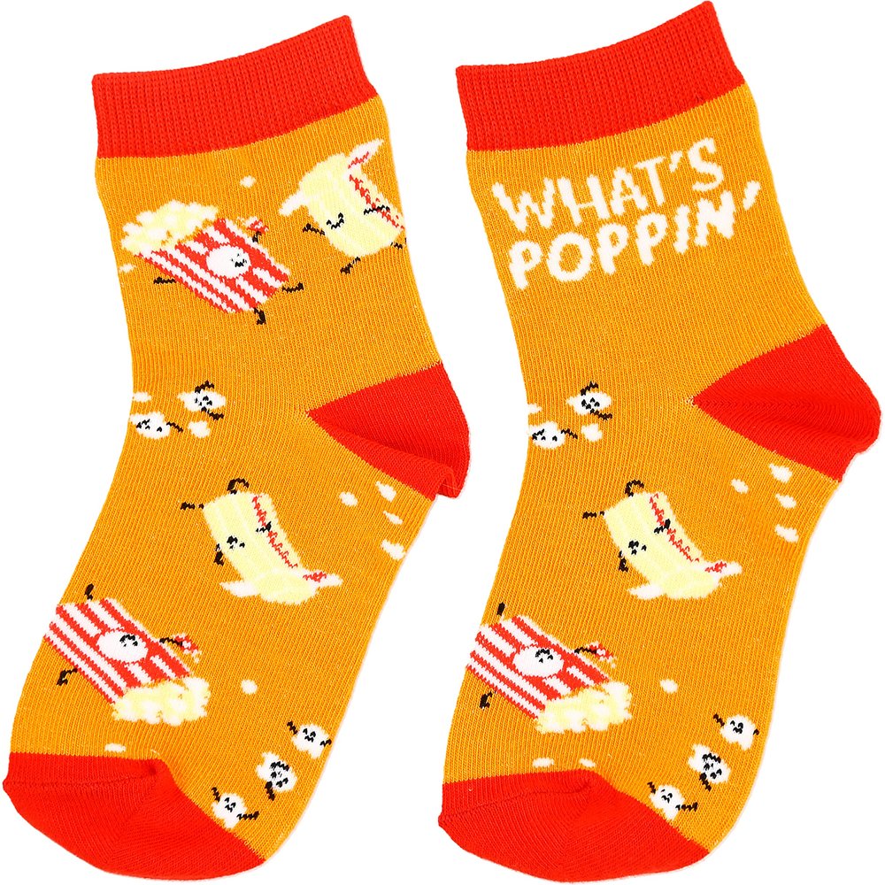 Pavilion- Popcorn- What's Poppin- Youth Crew Socks -Size Large- 4-7 Years