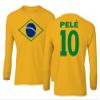 FLAURA Pele 10 Brazil Soccer Goat Jersey Style Tribute Youth Long Sleeve T-Shirt (Gold, Youth Medium) view 1