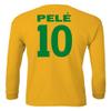 FLAURA Pele 10 Brazil Soccer Goat Jersey Style Tribute Youth Long Sleeve T-Shirt (Gold, Youth Medium) view 3