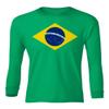 FLAURA Pele 10 Brazil Soccer Goat Jersey Style Tribute Youth Long Sleeve T-Shirt (Green, Youth Large) view 2