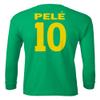 FLAURA Pele 10 Brazil Soccer Goat Jersey Style Tribute Youth Long Sleeve T-Shirt (Green, Youth Large) view 3