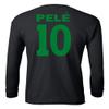 FLAURA Pele 10 Brazil Soccer Goat Jersey Style Tribute Youth Long Sleeve T-Shirt (Black, Youth Small) view 3