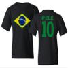 FLAURA Pele 10 Brazil Soccer Goat Jersey Style Tribute Youth Unisex T-Shirt (Black, Youth Small) view 1