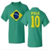 FLAURA Pele 10 Brazil Soccer Goat Jersey Style Tribute Youth Unisex T-Shirt (Green, Youth Large) view 1
