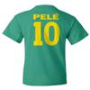 FLAURA Pele 10 Brazil Soccer Goat Jersey Style Tribute Youth Unisex T-Shirt (Green, Youth Large) view 3
