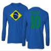 Pele 10 Brazil Soccer Goat Jersey Style Tribute Youth Long Sleeve T-Shirt (Royal, Youth Small) view 1