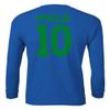 Pele 10 Brazil Soccer Goat Jersey Style Tribute Youth Long Sleeve T-Shirt (Royal, Youth Small) view 3