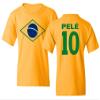 FLAURA Pele 10 Brazil Soccer Goat Jersey Style Tribute Youth Unisex T-Shirt (Gold, Youth Medium) view 1