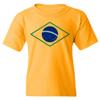 FLAURA Pele 10 Brazil Soccer Goat Jersey Style Tribute Youth Unisex T-Shirt (Gold, Youth Medium) view 2