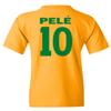 FLAURA Pele 10 Brazil Soccer Goat Jersey Style Tribute Youth Unisex T-Shirt (Gold, Youth Medium) view 3