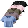 Real Essentials 5 Pack: Women's Dry-Fit Crop Top Short Sleeve Shirts Workout Gym Cropped Athletic Tee (Available in Plus) - Set 10, XL view 1