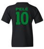 FLAURA Pele 10 Brazil Soccer Goat Jersey Style Tribute Youth Unisex T-Shirt (Black, Youth Large) view 3