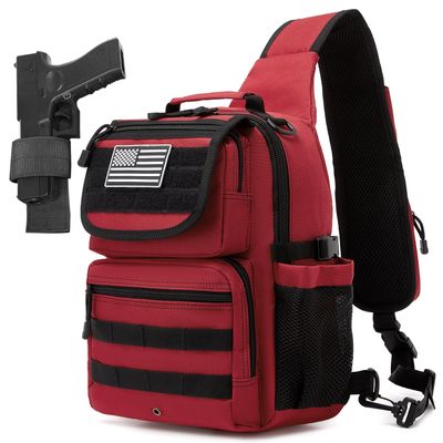 ATBP Tactical Crossbody Bag Holster Shoulder Backpack 6 Elastic Slots Water Bottle Holder Carrier Accessories Pouch 15L