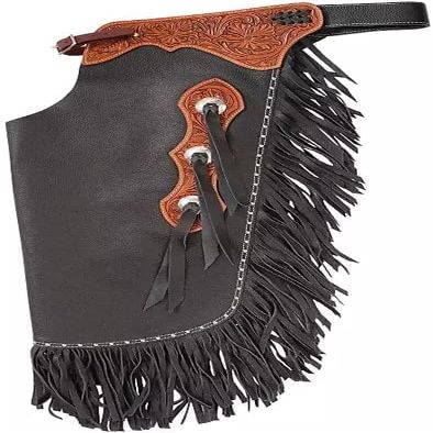 Custom Handmade Western Chinks Suede Leather Floral Basket Tooling Chaps for Kids Adult Men Women Unisex ME-LCH-004 (Brown, X-Small)