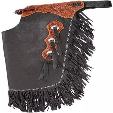 Custom Handmade Western Chinks Suede Leather Floral Basket Tooling Chaps for Kids Adult Men Women Unisex ME-LCH-004 (Brown, X-Small)
