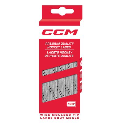 CCM Hockey Non Waxed Moulded Tip Laces (Silver Grey/Black, 84")
