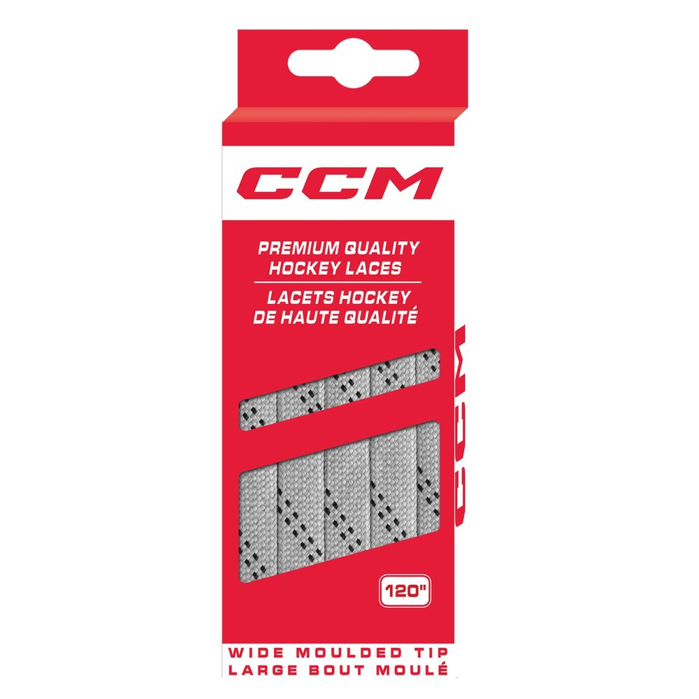CCM Hockey Non Waxed Moulded Tip Laces (Silver Grey/Black, 84")
