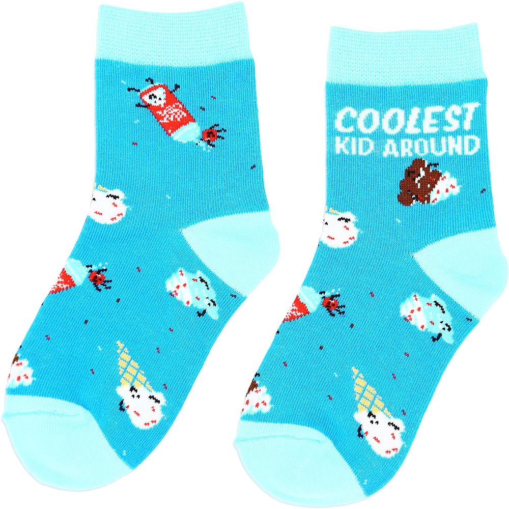 Pavilion- Ice Cream- Coolest Kid Around- Youth Crew Socks- Large- 4-7 Years