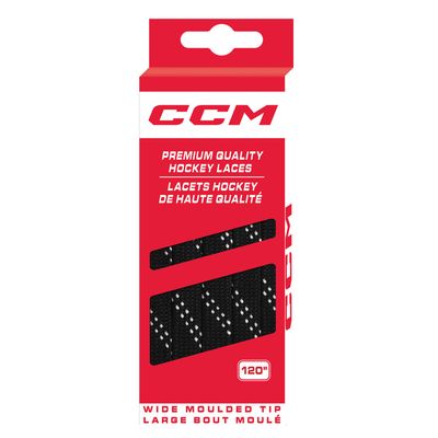 CCM Hockey Non Waxed Moulded Tip Laces (Black/White, 72")