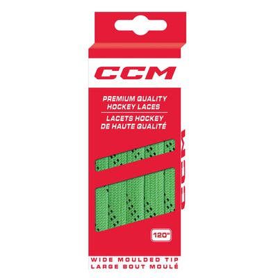 CCM Hockey Non Waxed Moulded Tip Laces (Lime Green/Black, 96")