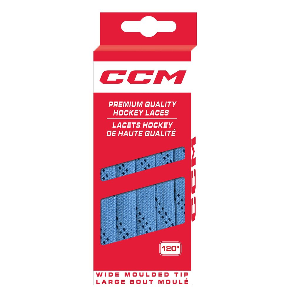 CCM Hockey Non Waxed Moulded Tip Laces (Columbia Blue/Navy, 108")