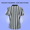 redgino Women's Official Black & White Stripe Referee Shirt Zipper Collared Referee Jersey Short Sleeve Ref Tee Shirts for Basketball Football Soccer Refs Christmas Waitresses & Costume S view 2