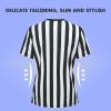 redgino Women's Official Black & White Stripe Referee Shirt Costume Classic Umpire Jersey Short Sleeve Ref Shirts Gear,Ref Whistle,Yellow Penalty Flag XL view 2
