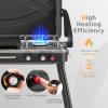 Giantex 2-in-1 Gas Camping Grill and Stove, Portable Propane Grill Burner with Dual Control Knobs, Detachable Legs, 3-Sided Wind Screen, Gas Hose with Regulator, 20,000 Total BTUs (Black) view 4