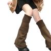 Seyurigaoka Women Japanese Style Kawaii Leg Warmers Y2K Knit Long Socks Leggings Girls 90s Harajuku Goth Stacked Leg Warmers (flared Brown, One Size) view 1