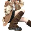 Seyurigaoka Women Japanese Style Kawaii Leg Warmers Y2K Knit Long Socks Leggings Girls 90s Harajuku Goth Stacked Leg Warmers (flared Brown, One Size) view 2