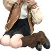 Seyurigaoka Women Japanese Style Kawaii Leg Warmers Y2K Knit Long Socks Leggings Girls 90s Harajuku Goth Stacked Leg Warmers (flared Brown, One Size) view 3